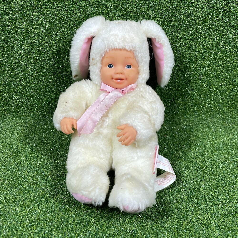 Anne Geddes White Plush Bunny Suit Collectible Baby Doll